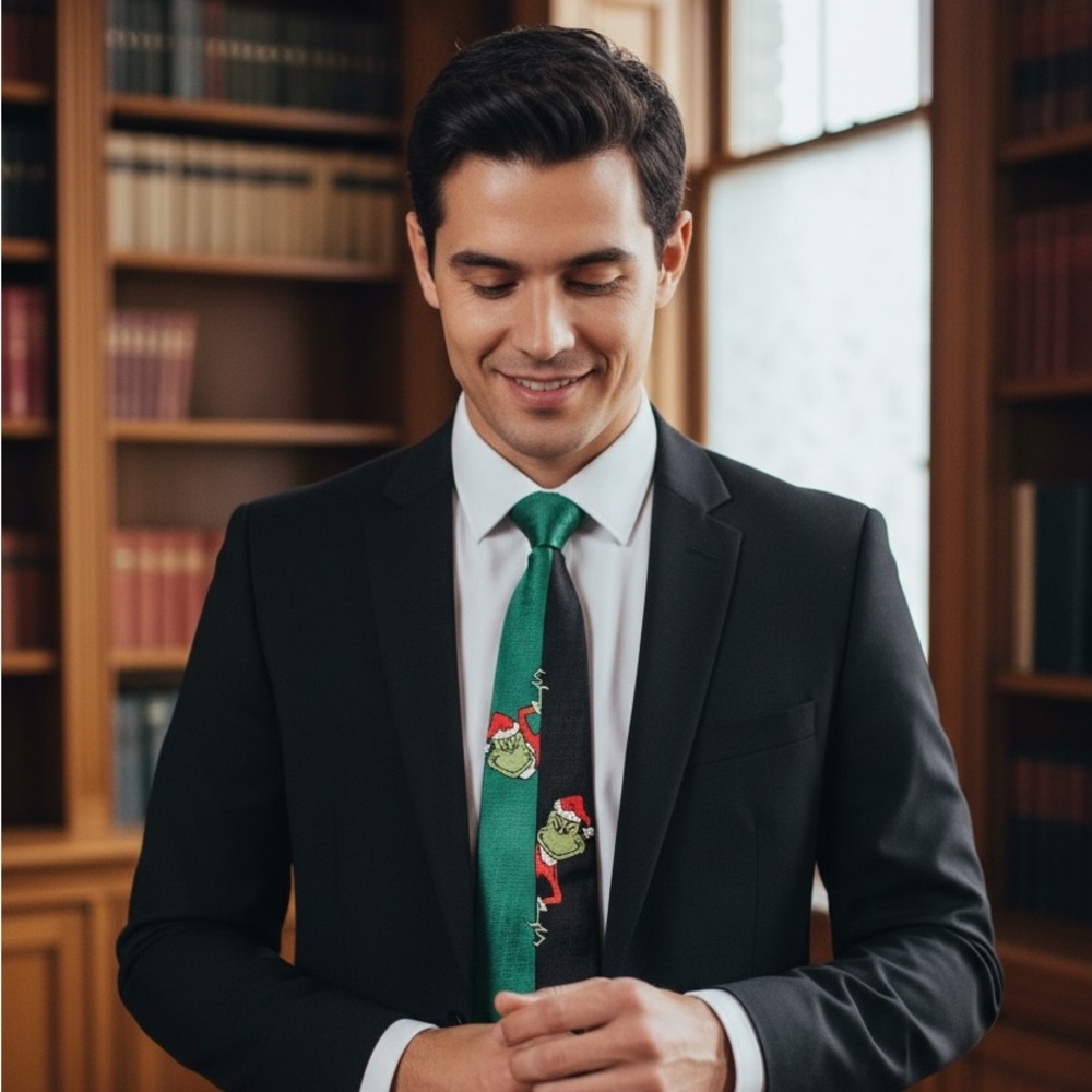 THE GRINCH TIE Dr. Seuss Tie Green Black CHRISTMAS PARTY FAST SHIP 781-13